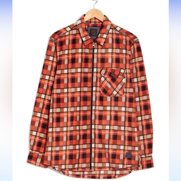 🆕Vintage 1946 Windowpane Check Microfleece Zip Shirt Jacket Shacket SZ LG NWT - Picture 3 of 6